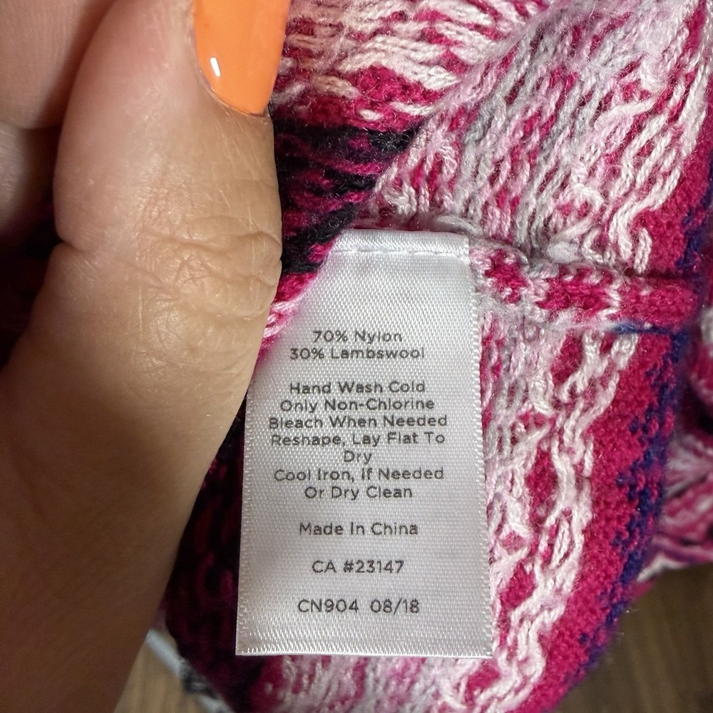 Talbots Petite XLP Pink Lambswool Blend Fair Isle Cardigan Cottage Ski Chic Prep - Picture 11 of 12